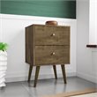 Pemberly Row Modern 2-Drawer Wood Nightstand 2.0 in Rustic Brown