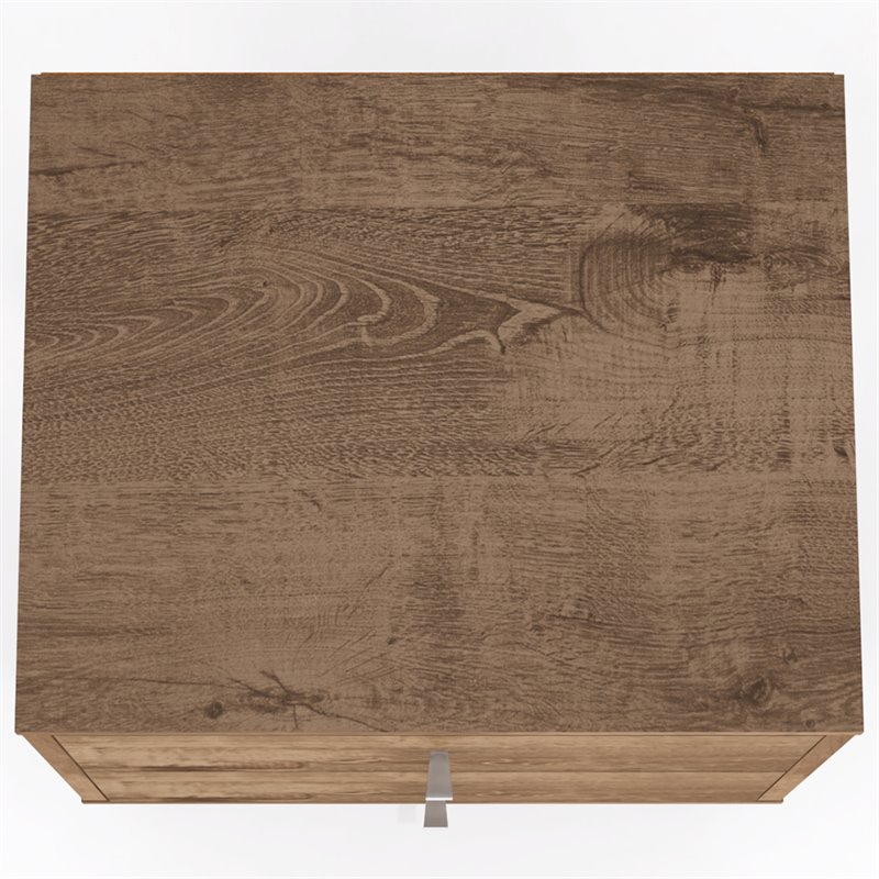 Pemberly Row Modern 2-Drawer Wood Nightstand 2.0 in Rustic Brown