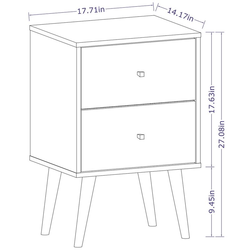 Pemberly Row Modern 2-Drawer Wood Nightstand 2.0 in Rustic Brown