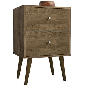 Pemberly Row Modern 2-Drawer Wood Nightstand 2.0 in Rustic Brown