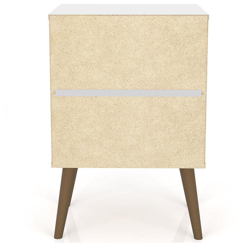 Pemberly Row 2-Drawer Wood Nightstand 2.0 in Yellow / Rustic Brown