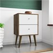 Pemberly Row 2-Drawer Wood Nightstand 2.0 in White / Rustic Brown