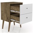 Pemberly Row 2-Drawer Wood Nightstand 2.0 in White / Rustic Brown