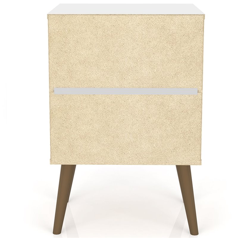 Pemberly Row 2-Drawer Wood Nightstand 2.0 in White / Rustic Brown