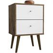 Pemberly Row 2-Drawer Wood Nightstand 2.0 in White / Rustic Brown
