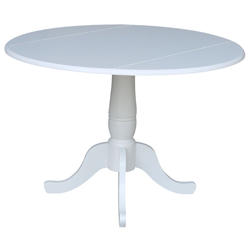 Pemberly Row Contemporary Drop Leaf Dining Table in White Finish