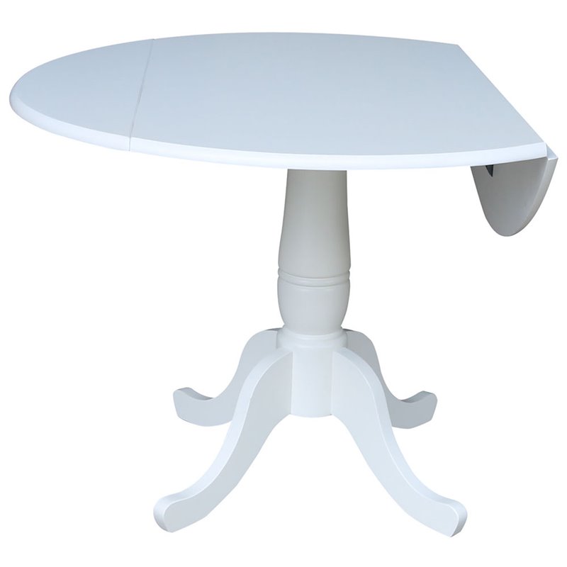 Pemberly Row Contemporary Drop Leaf Dining Table in White Finish