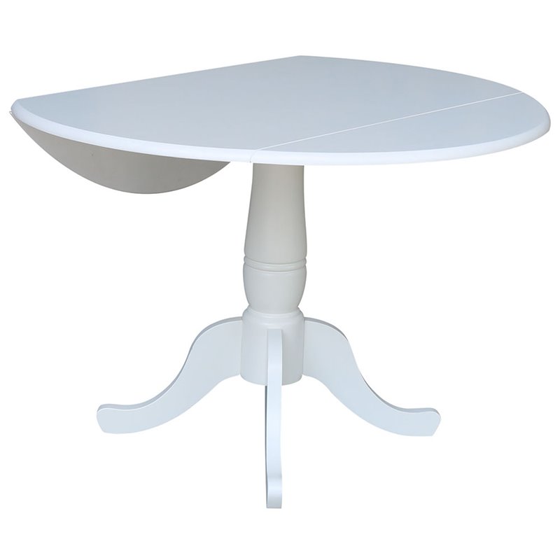 Pemberly Row Contemporary Drop Leaf Dining Table in White Finish