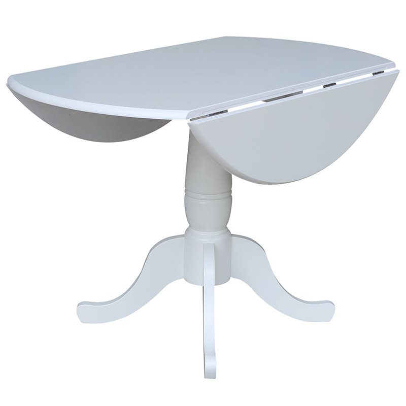 Pemberly Row Contemporary Drop Leaf Dining Table in White Finish