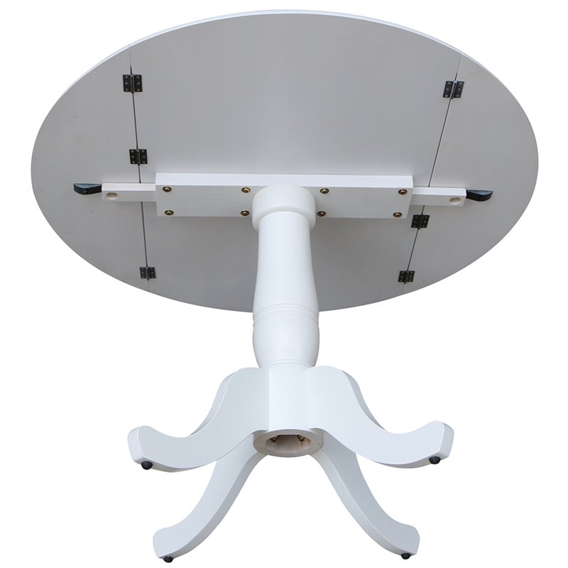 Pemberly Row Contemporary Drop Leaf Dining Table in White Finish