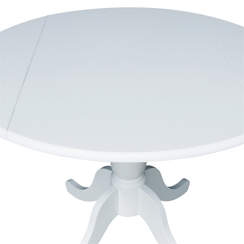 Pemberly Row Contemporary Drop Leaf Dining Table in White Finish