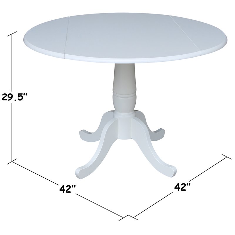 Pemberly Row Contemporary Drop Leaf Dining Table in White Finish