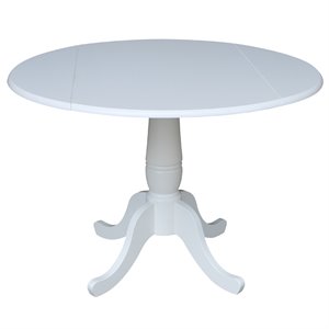 Pemberly Row Contemporary Drop Leaf Dining Table in White Finish