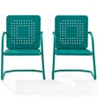 Pemberly Row Modern Metal Patio Chair in Turquoise (Set of 2)