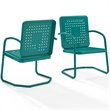 Pemberly Row Modern Metal Patio Chair in Turquoise (Set of 2)