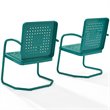 Pemberly Row Modern Metal Patio Chair in Turquoise (Set of 2)