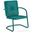 Pemberly Row Modern Metal Patio Chair in Turquoise (Set of 2)