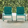 Pemberly Row Modern Metal Patio Chair in Turquoise (Set of 2)