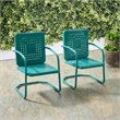 Pemberly Row Modern Metal Patio Chair in Turquoise (Set of 2)
