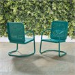 Pemberly Row Modern Metal Patio Chair in Turquoise (Set of 2)