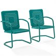 Pemberly Row Modern Metal Patio Chair in Turquoise (Set of 2)