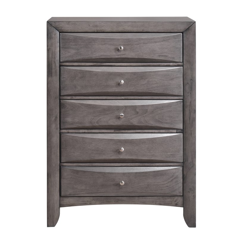 Pemberly Row Contemporary Queen 3 Piece Bedroom Set in Gray Finish