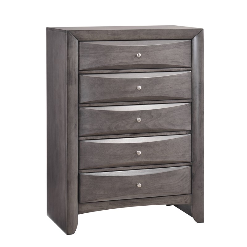 Pemberly Row Contemporary Queen 3 Piece Bedroom Set in Gray Finish