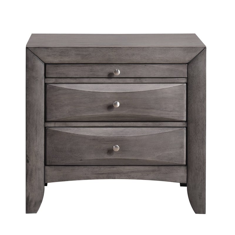 Pemberly Row Contemporary Queen 3 Piece Bedroom Set in Gray Finish