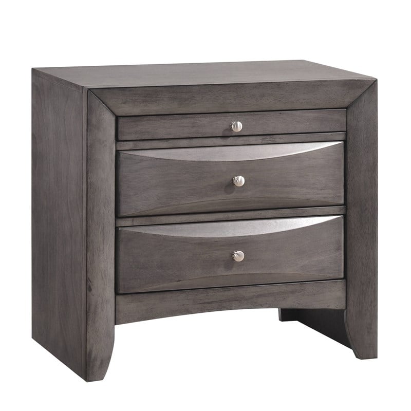 Pemberly Row Contemporary Queen 3 Piece Bedroom Set in Gray Finish