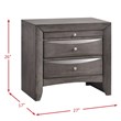Pemberly Row Contemporary Queen 3 Piece Bedroom Set in Gray Finish