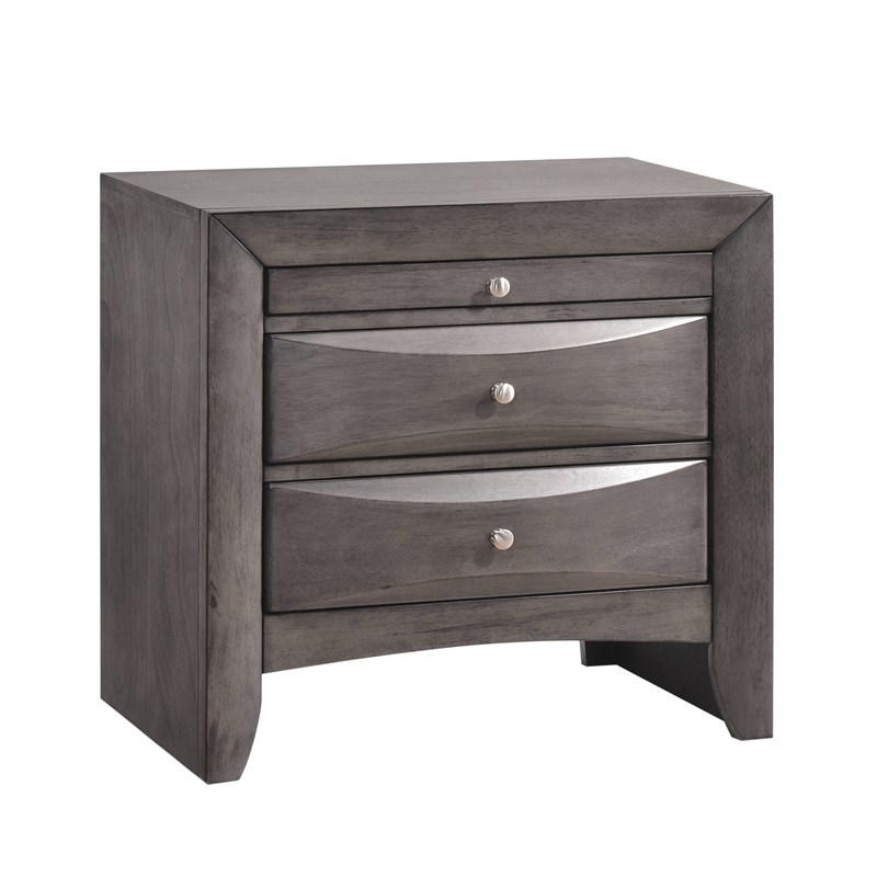 Pemberly Row Contemporary King 3 Piece Bedroom Set in Gray Finish