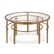 Pemberly Row 2 Piece Nested Metal & Glass Coffee Table in Brass