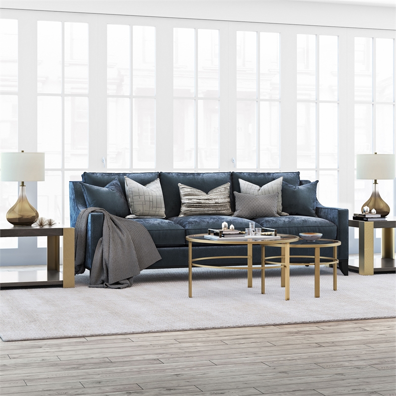 Pemberly Row 2 Piece Nested Metal & Glass Coffee Table in Brass