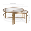 Pemberly Row 2 Piece Nested Metal & Glass Coffee Table in Brass
