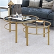 Pemberly Row 2 Piece Nested Metal & Glass Coffee Table in Brass
