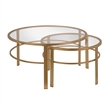 Pemberly Row 2 Piece Nested Metal & Glass Coffee Table in Brass