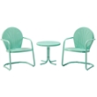 Pemberly Row Modern 3 Piece Metal Patio Conversation Set in Aqua
