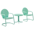 Pemberly Row Modern 3 Piece Metal Patio Conversation Set in Aqua