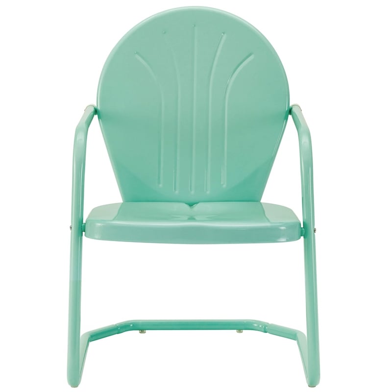 Pemberly Row Modern 3 Piece Metal Patio Conversation Set in Aqua