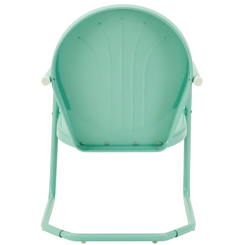 Pemberly Row Modern 3 Piece Metal Patio Conversation Set in Aqua