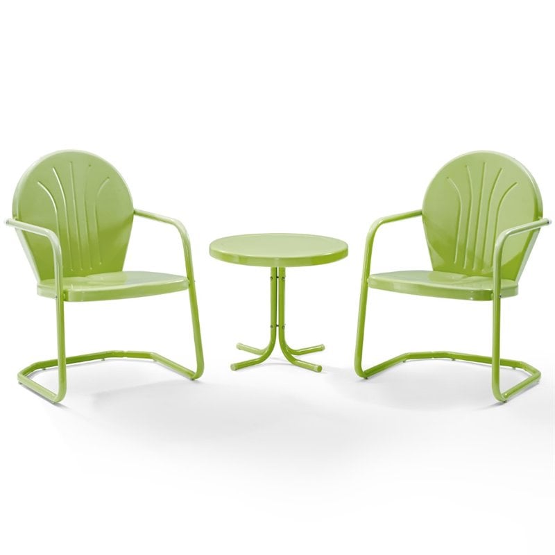 Pemberly Row 3Pc Metal Patio Conversation Set in Key Lime Green