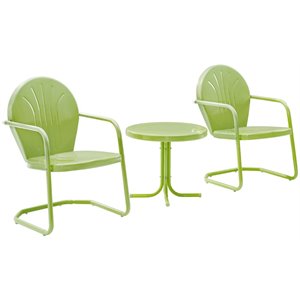 Pemberly Row 3Pc Metal Patio Conversation Set in Key Lime Green