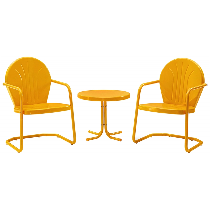 Pemberly Row 3 Piece Metal Patio Conversation Set in Tangerine