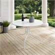 Pemberly Row 5 Piece Metal Patio Dining Set in White and Aqua