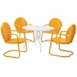 Pemberly Row 5 Piece Metal Patio Dining Set in White and Tangerine