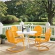 Pemberly Row 5 Piece Metal Patio Dining Set in White and Tangerine