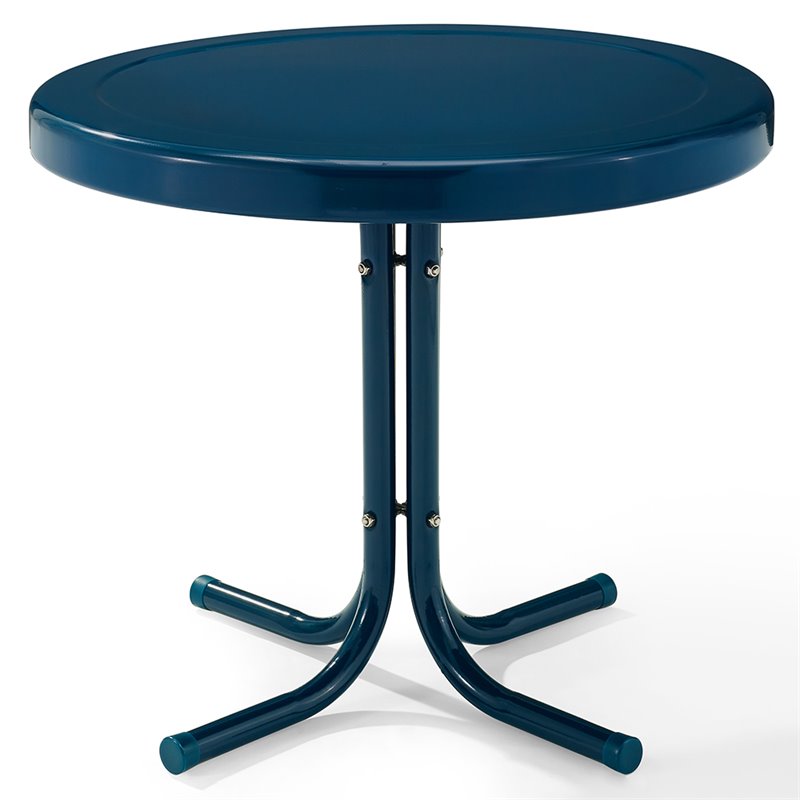 Pemberly Row Modern Metal Steel Patio End Table in Navy Blue