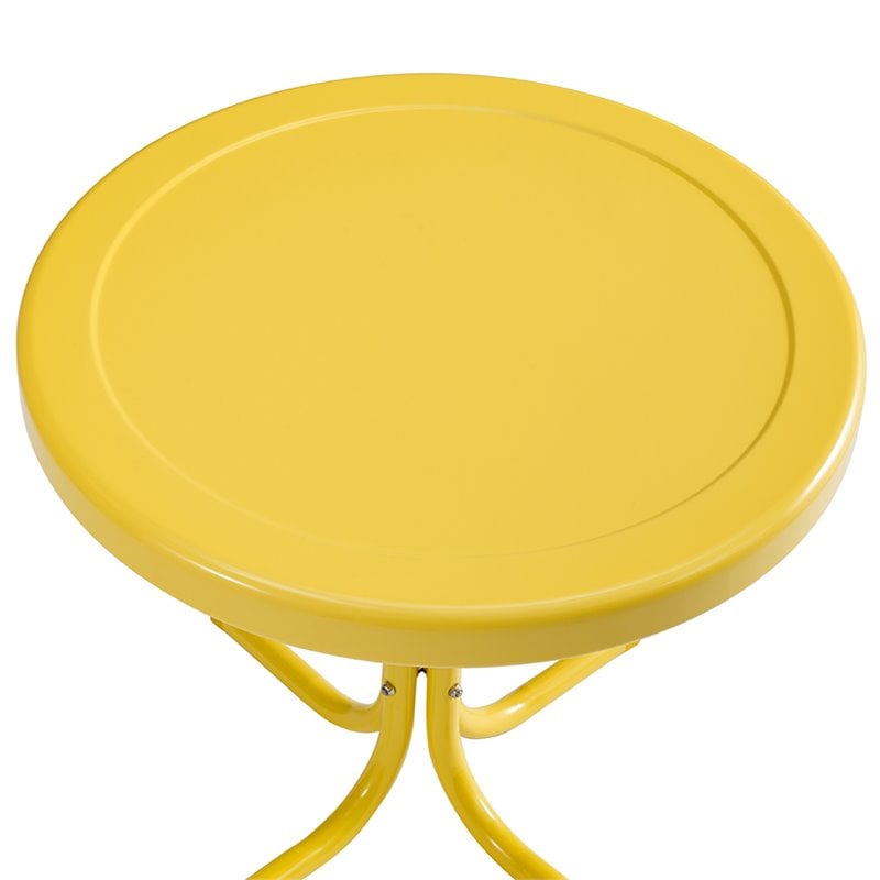 Pemberly Row Modern Metal Patio End Table in Bright Yellow Gloss