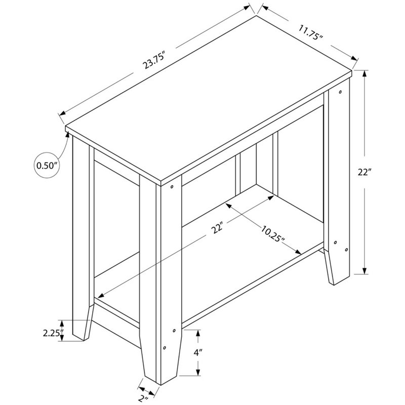 Pemberly Row Accent Table Side End Nightstand Lamp Living Room/Bedroom in Black