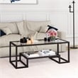 Pemberly Row Hollywood Regency Metal Black and Bronze Coffee Table